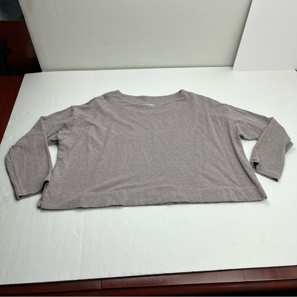 Bryn‎ Walker Top Womens Medium Button Back Long Sleeve Boxy Soft Brown Grey Gray